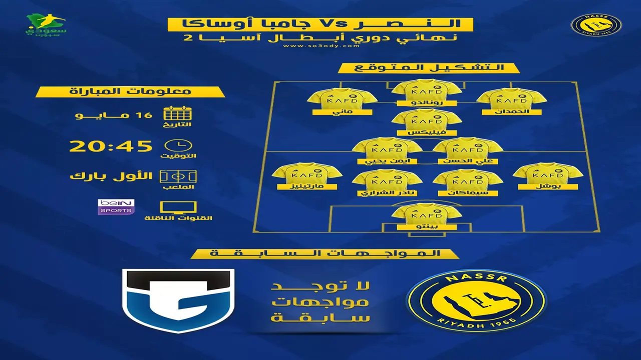 مباراة نهائي أبطال آسيا بين النصر وغامبا أوساكا تقترب!